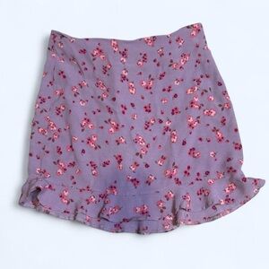 Express Purple Floral Skirt